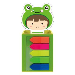 木製筆筒+書籤尺+五色標籤